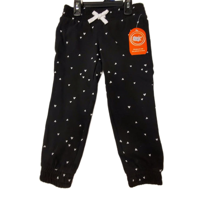 Wonder Nation Fleece Pants Black Hearts XS 4/5