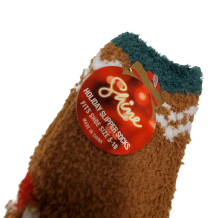 Fuzzy Slipper Socks, Shine, Shoe Size 5-10
