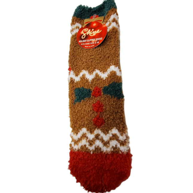 Fuzzy Slipper Socks, Shine, Shoe Size 5-10
