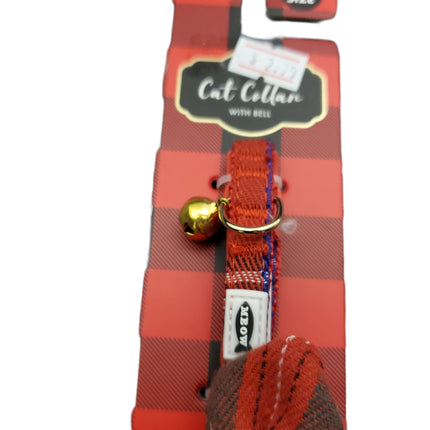 Meow Cat Collar With Gold Bell One Size Fits 8" - 13"