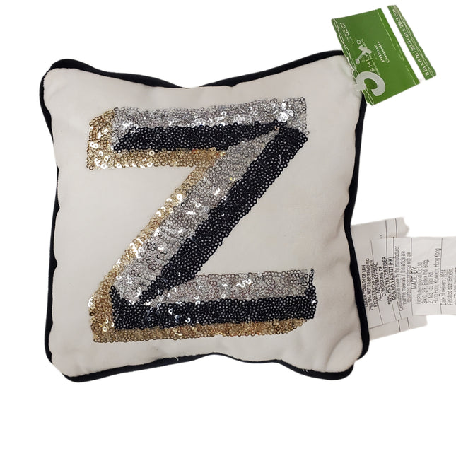 Ashland White Sequined Spring Pillow Monogrammed Letter "Z" 8 in. X 8 in.