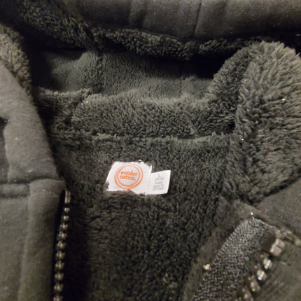 Wonder Nation Black Sherpa Zip Hoodie L 10/12 Husky
