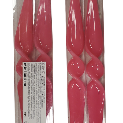 Neon Pink Taper Candles, Unscented 2-Pack 12in