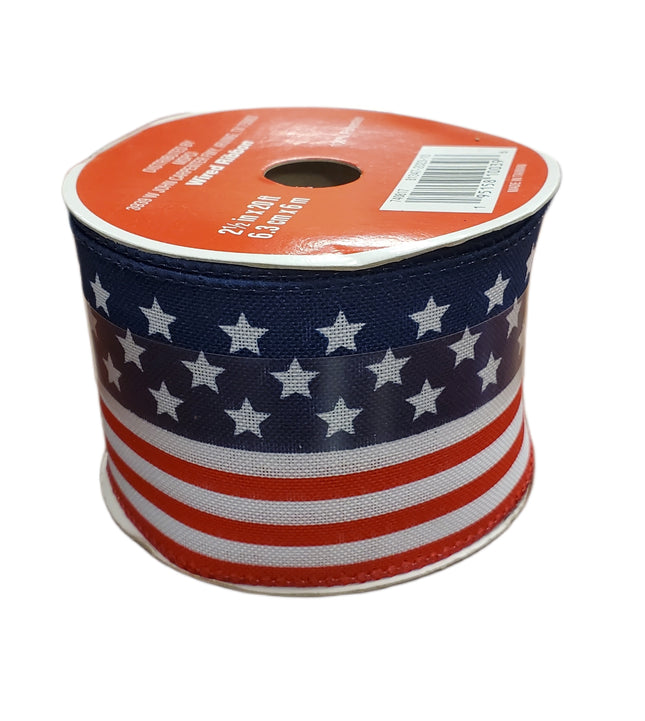 Celebrate It Wired Ribbon 2.5in x 20ft – Flag Design