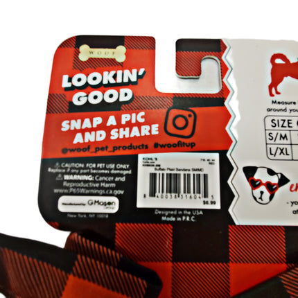 Pet Bandana, WOOF, S/M 13"-15" Paw Print