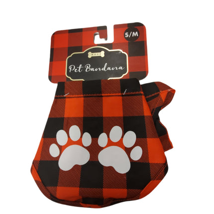 Pet Bandana, WOOF, S/M 13"-15" Paw Print