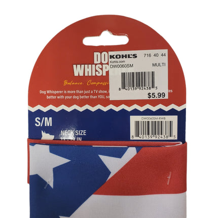 Dog Bandana, Dog Whisperer Red White Blue S/M 13"-19"
