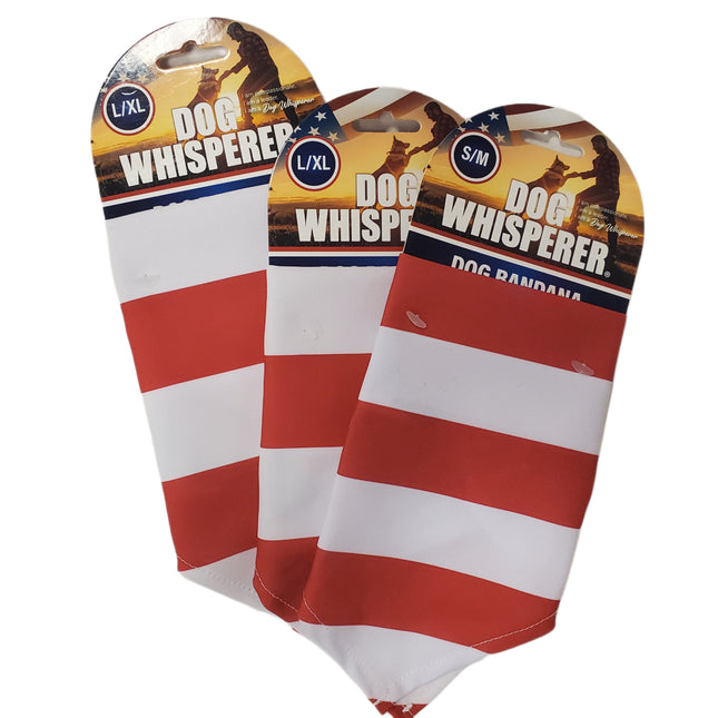 Dog Bandana, Dog Whisperer Red White Blue L/XL