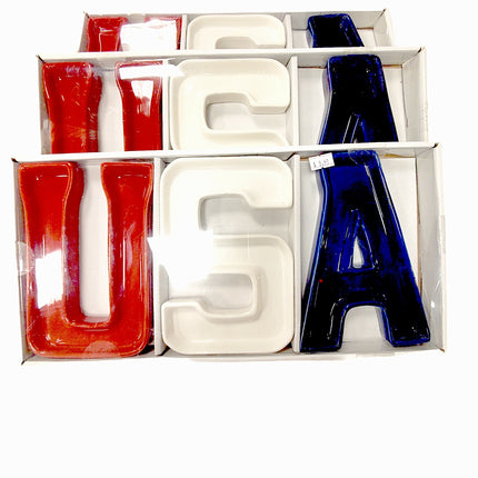 Celebrate It Ceramic Snack Trays – USA Red White Blue
