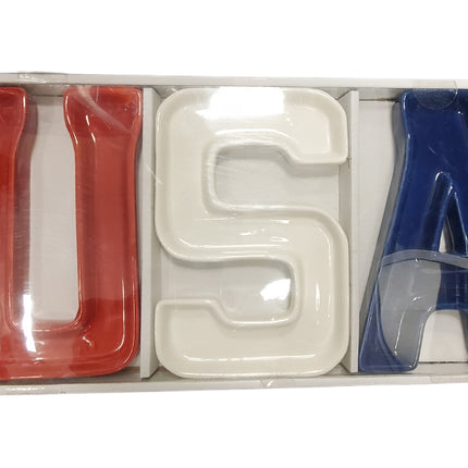 Celebrate It Ceramic Snack Trays – USA Red White Blue
