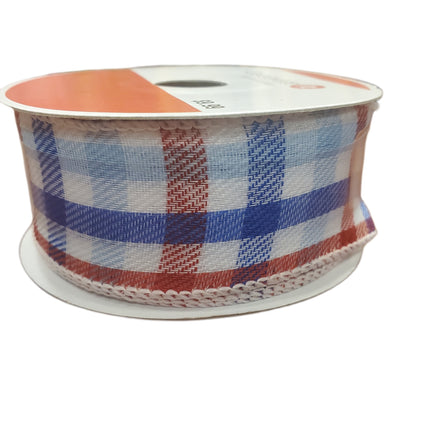 Ribbon, Wired, 1.5 in X 30 ft, Red White Blue
