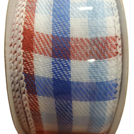 Ribbon, Wired, 1.5 in X 30 ft, Red White Blue