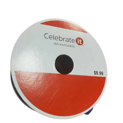 Ribbon, Wired, 1.5 in X 30 ft, Red Silver Blue