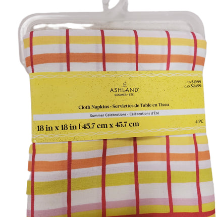 Ashland Spring Time Yellow and Orange Plaid Cloth Napkins 4-pc