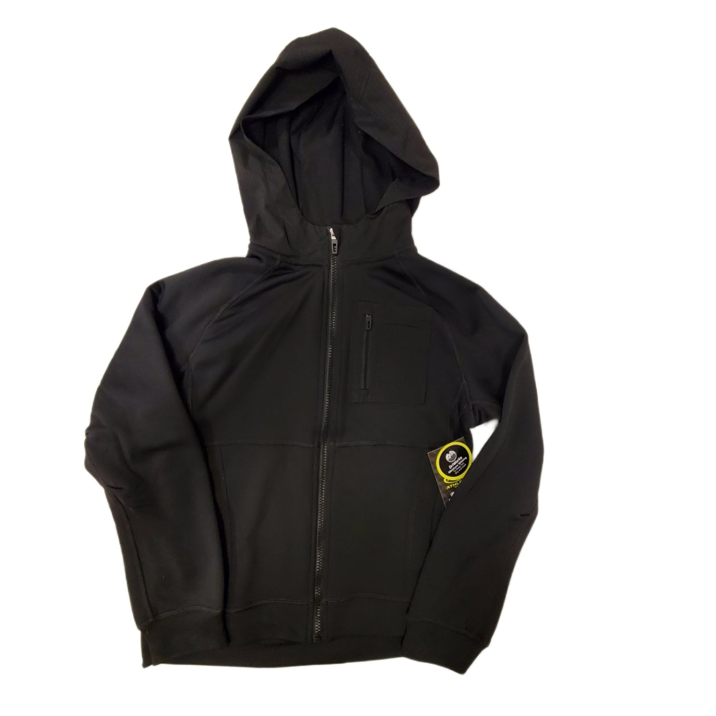 All Weather Black Hooded Tech Fleece Zip Jacket Size L 10-12