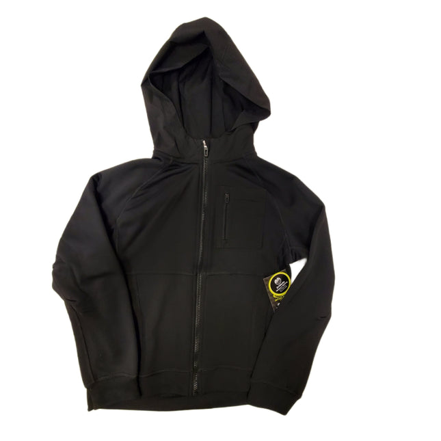 All Weather Black Hooded Tech Fleece Zip Jacket Size L 10-12