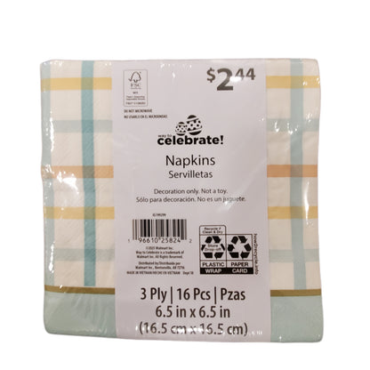 Decorative Napkins 3-Ply 6.5 X 6.5 Celebrate! 16-pc