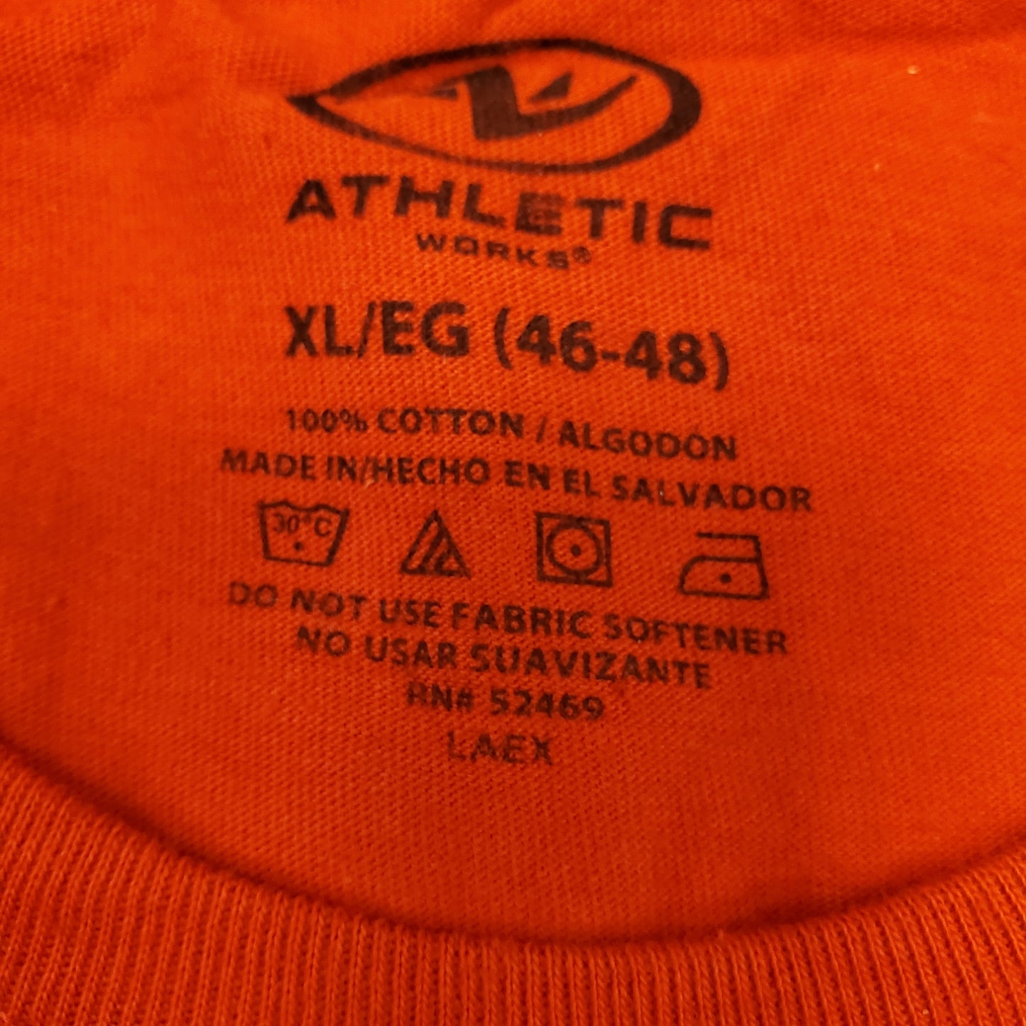 Athletic Works Crew Neck Short Sleeve Red T-Shirt  XL 46-48