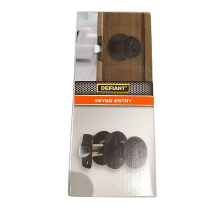 Door Knob, Defiant Keyed Entry Matt Black