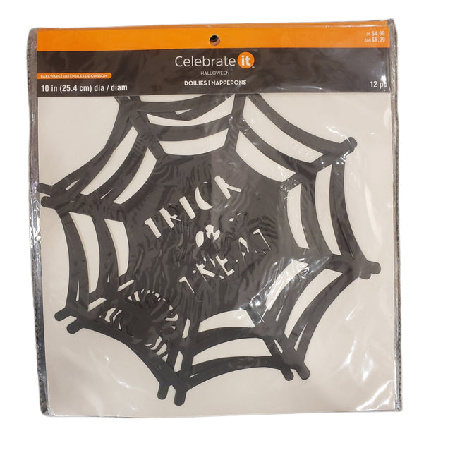 Halloween Trick or Treat 10 in Black Doilies 12pc