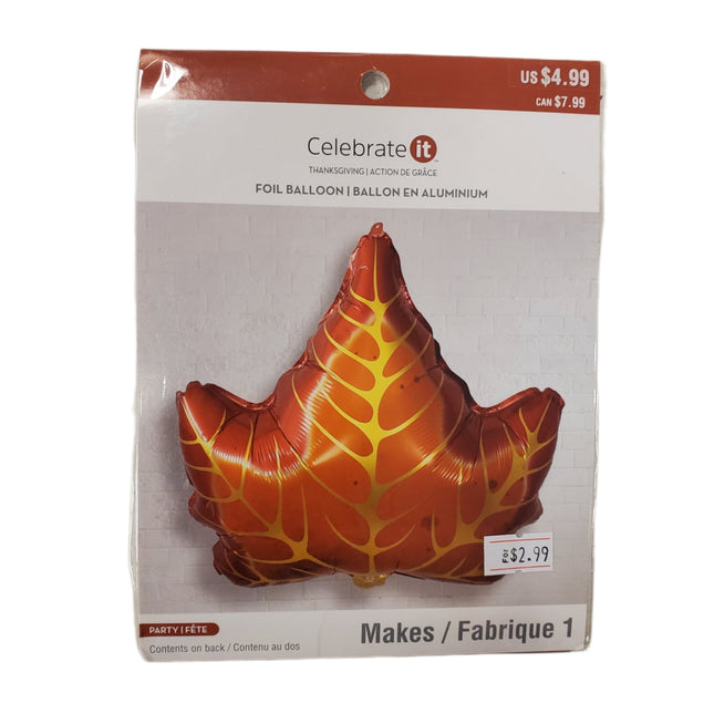 Thanksgiving Maple Leaf Foil Balloon Decor 24 X 21 in