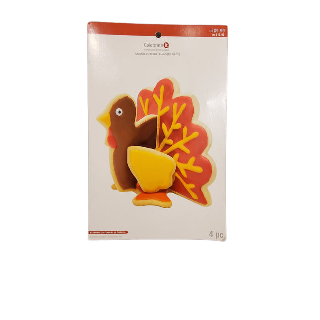 Turkey Shape Cookie Cutter Set, Metal 4-pc - Celebrate It