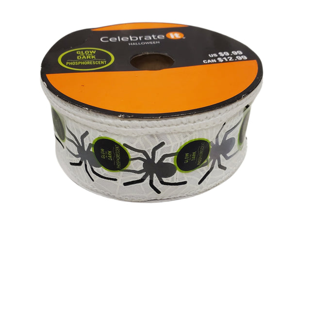 Glow in the Dark Halloween Wired Ribbon 1.5"x25 ft