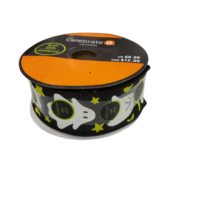 Glowing Ghost 1.5" Ribbon - 25ft Halloween Craft Decor Celebrate It