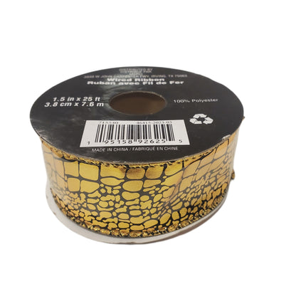 Gold & Black Halloween Wired Ribbon 1.5" x 25ft Celebrate It