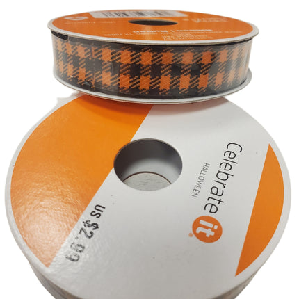 Black & Orange Check Ribbon 5/8" x 3yd for Crafts Celebrate It