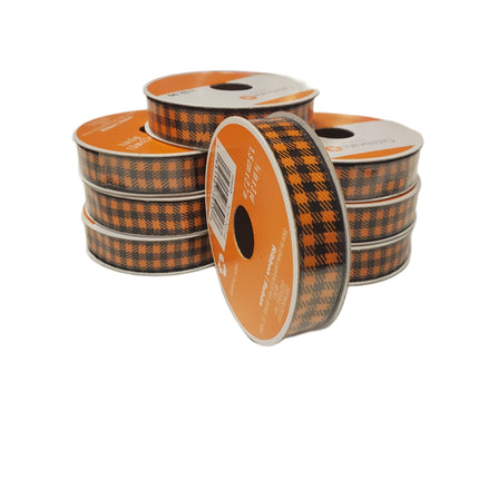 Black & Orange Check Ribbon 5/8" x 3yd for Crafts Celebrate It