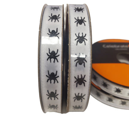 Black & White Spider Ribbon 3/8" x 4yd Celebrate It for Halloween