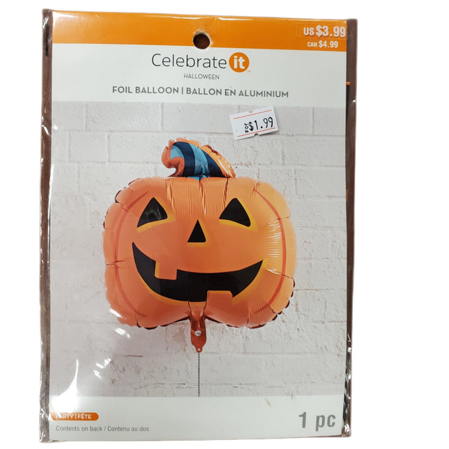 18" Pumpkin Foil Balloon for Halloween Decor