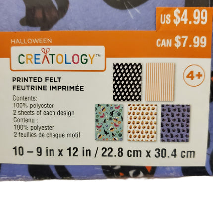 Halloween Felt Sheets 10pk  5 Patterns 2 Sheets Each