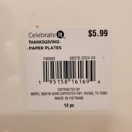 Celebrate It Thanksgiving Paper Plates Racoon 12-Pc