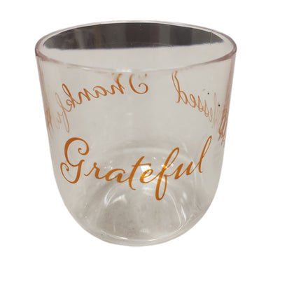 Grateful & Blessed 11oz Stemless Plastic Wine Glasses, 2-Pack
