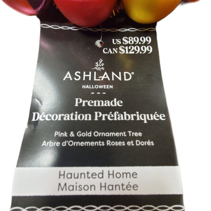 Ashland Halloween Pink & Gold Ornament Tree 24 in