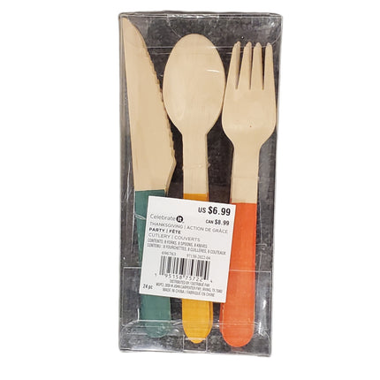 Thanksgiving Wooden Cutlery Set 24-pc - CELEBRATE IT