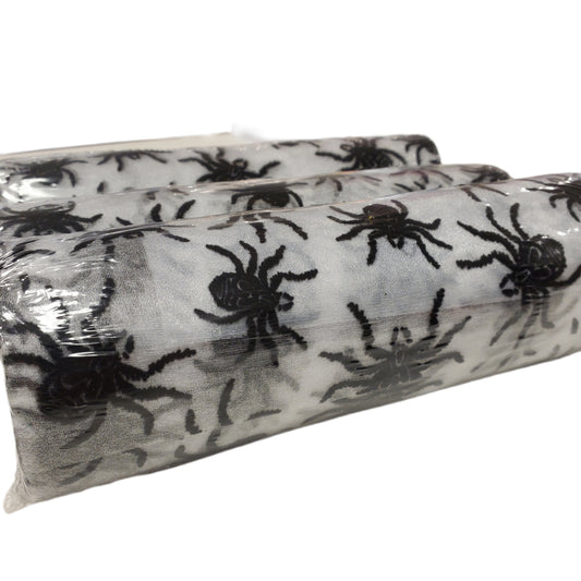 Celebrate It Flocked Spider Organza Halloween 9.5 in X 10 yd