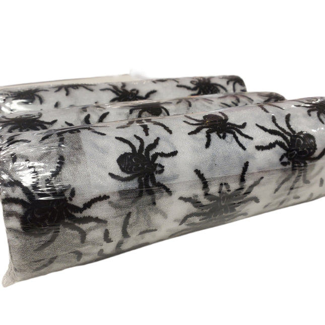 Celebrate It Flocked Spider Organza Halloween 9.5 in X 10 yd