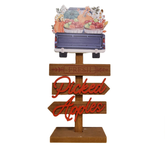 Fresh Picked Apples Wooden Tabletop Sign Fall 15.5 in