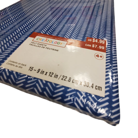 Creatology 10 Solid Blue & 5 Patterned Felt Sheets 9x12 in - 15 Pack