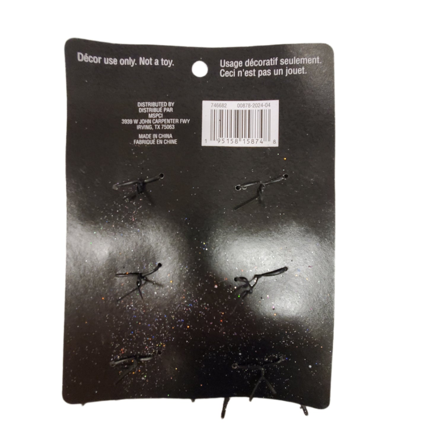 Ashland Halloween Black Glitter Spiders 3 inches 6-pc