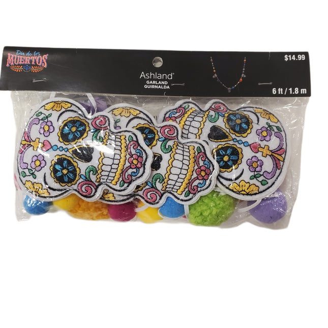 Ashland Skull Garland Halloween Dia De Los Muertos 6 feet
