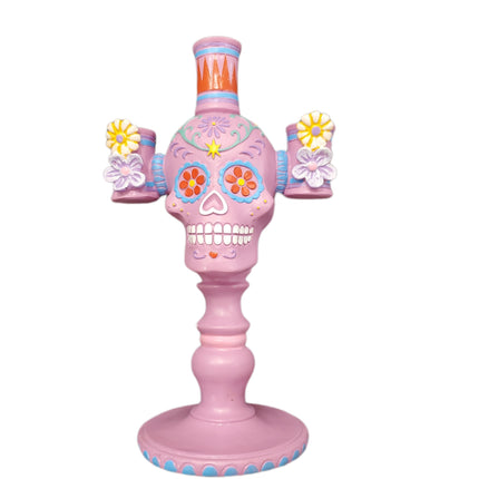 Ashland Dia De Los Muertos Halloween Candle Holder Purple 11 in