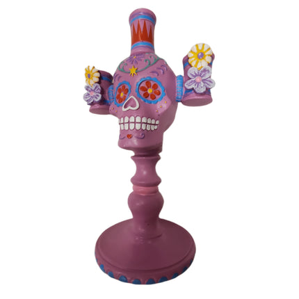 Ashland Dia De Los Muertos Halloween Candle Holder Purple 11 in
