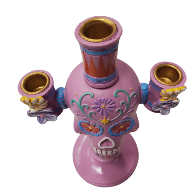 Ashland Dia De Los Muertos Halloween Candle Holder Purple 11 in