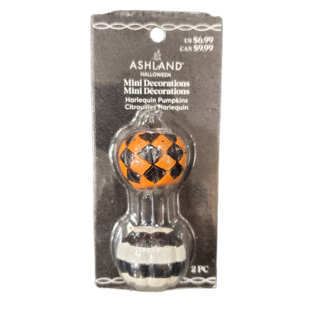 Ashland Halloween Mini Decorations Harlequin Pumpkins 2-pc
