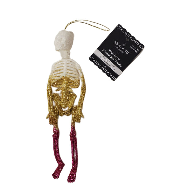Ashland Halloween Wall Decor Hippie Hollow Glitter Skeleton 8 in