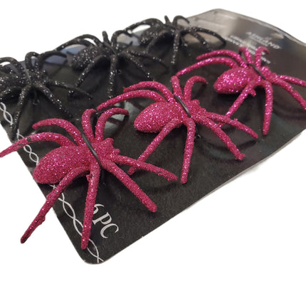 Ashland Halloween Glitter Spiders 6-pc Pink & Black